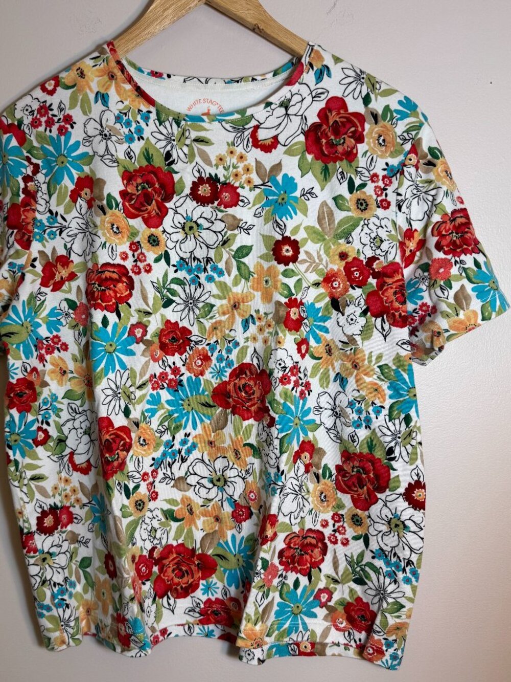 White Stag*Tee 100% Cotton Floral Short Sleeve XL - Picture 5 of 5